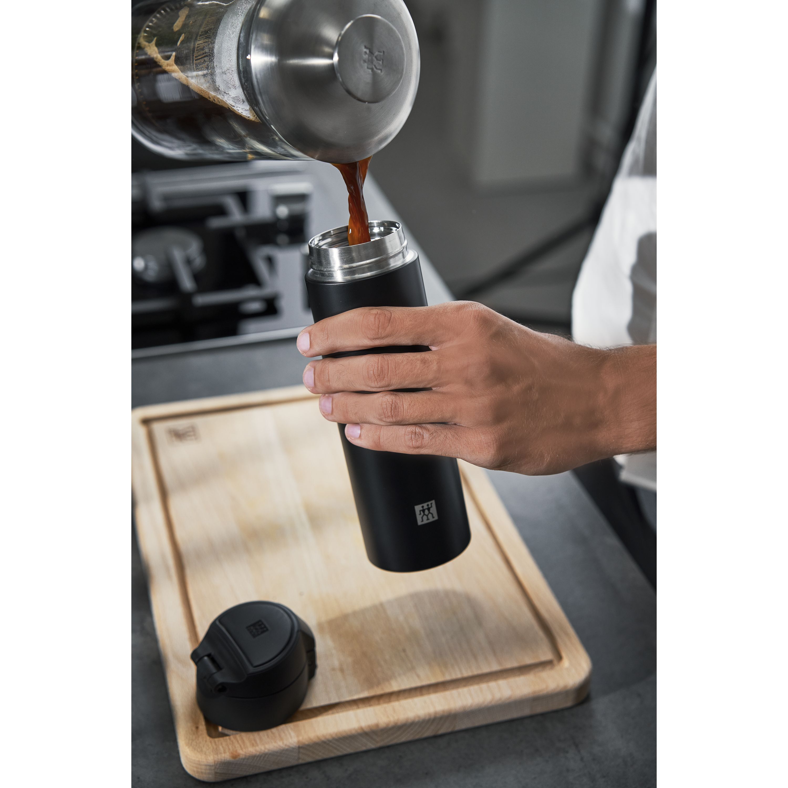Thermobecher, 450 ml, Edelstahl, Schwarz