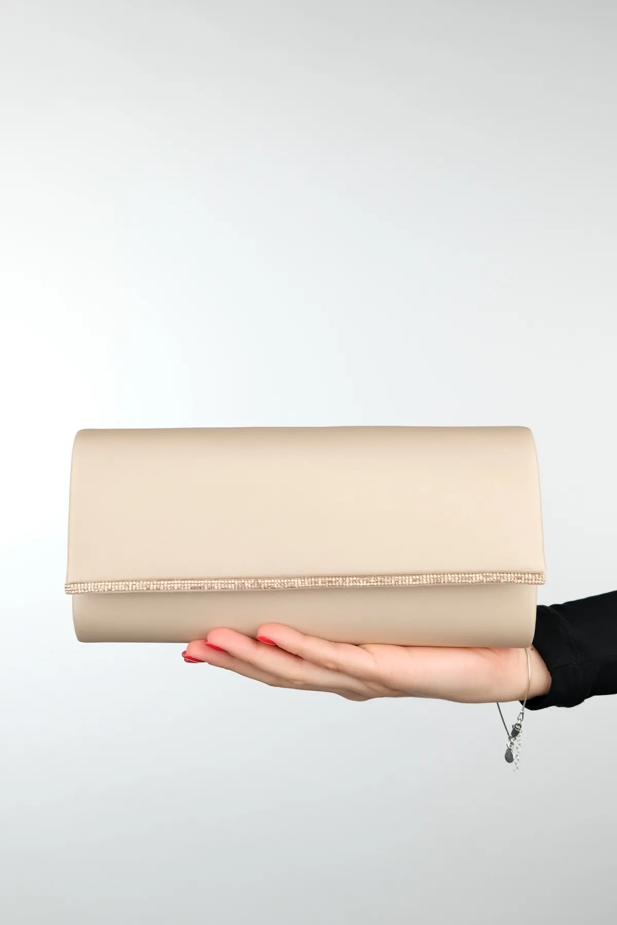 LuviShoes  MARIA Abendkleid-Tasche für Damen in Dunkelbeige aus Satin und Stein