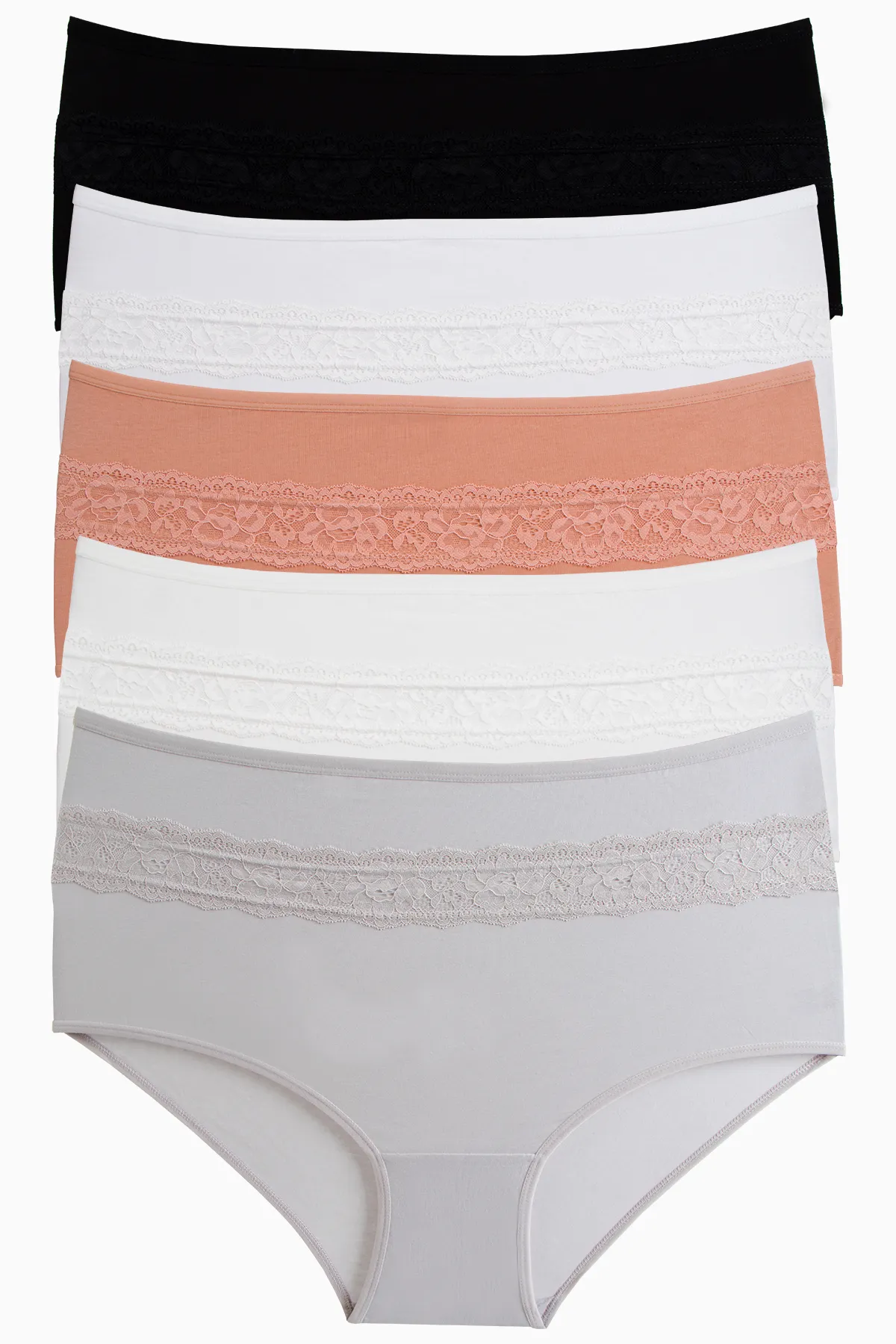 Nicoletta  Damenhöschen, große Größe, 5er-Pack, Baumwolle, Lycra, GRAU
