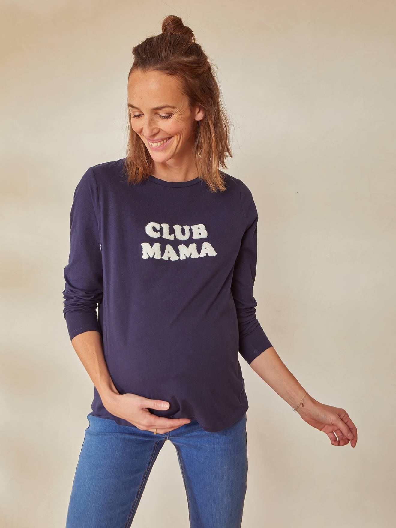 T-shirt à message grossesse et allaitement en coton bio vert