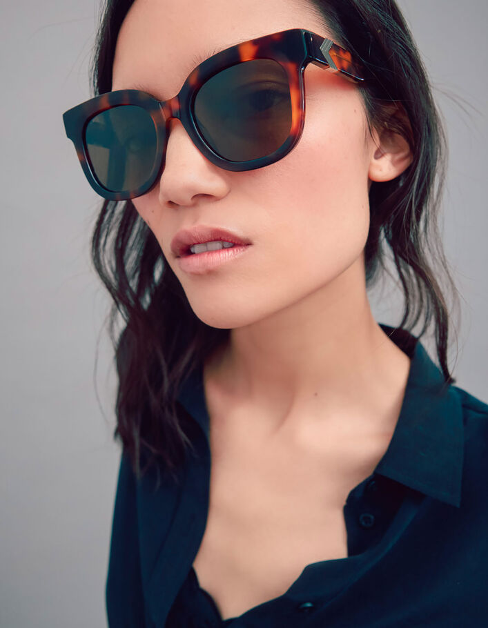 Lunettes solaires miel style oversize papillon Femme