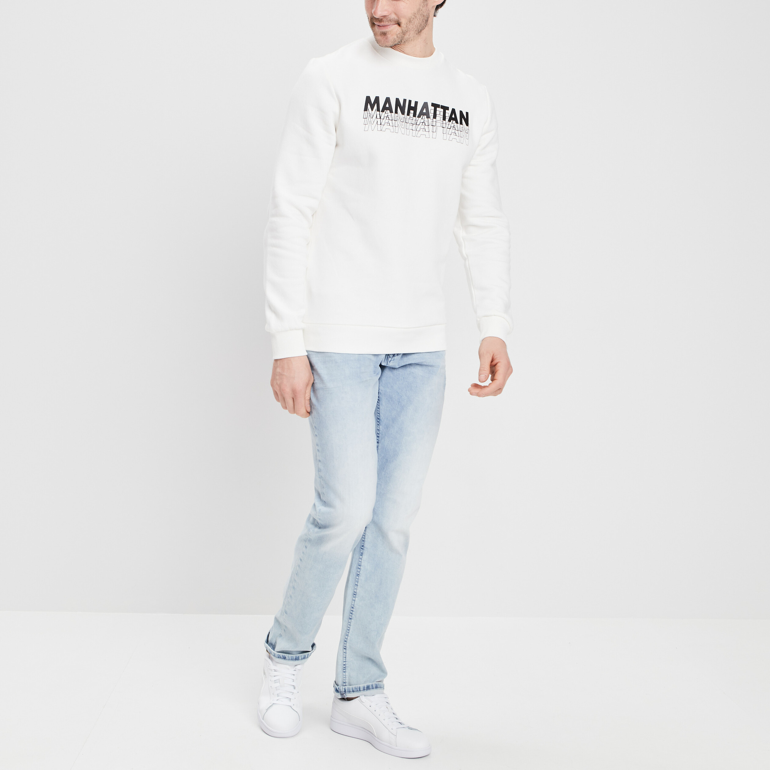 Jeans regular stretch Creeks denim bleach homme | La Halle
