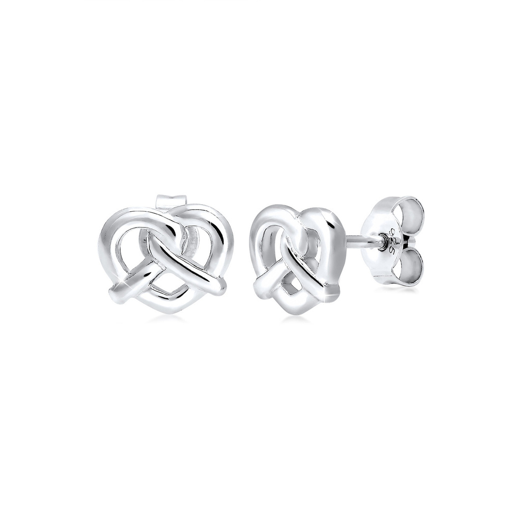 Elli Elli Boucles d'Oreilles Brezel Herz Liebe Silber Boucles d'oreilles
