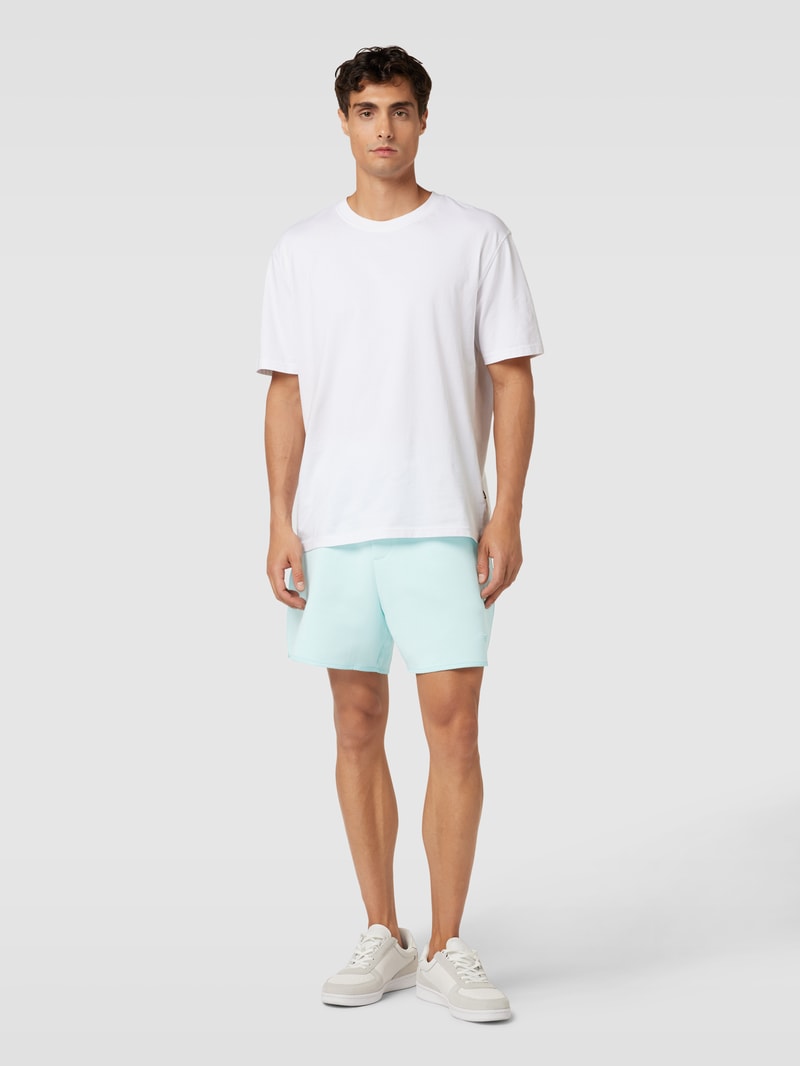 Sweatshorts mit Label-Stitching in aqua blau