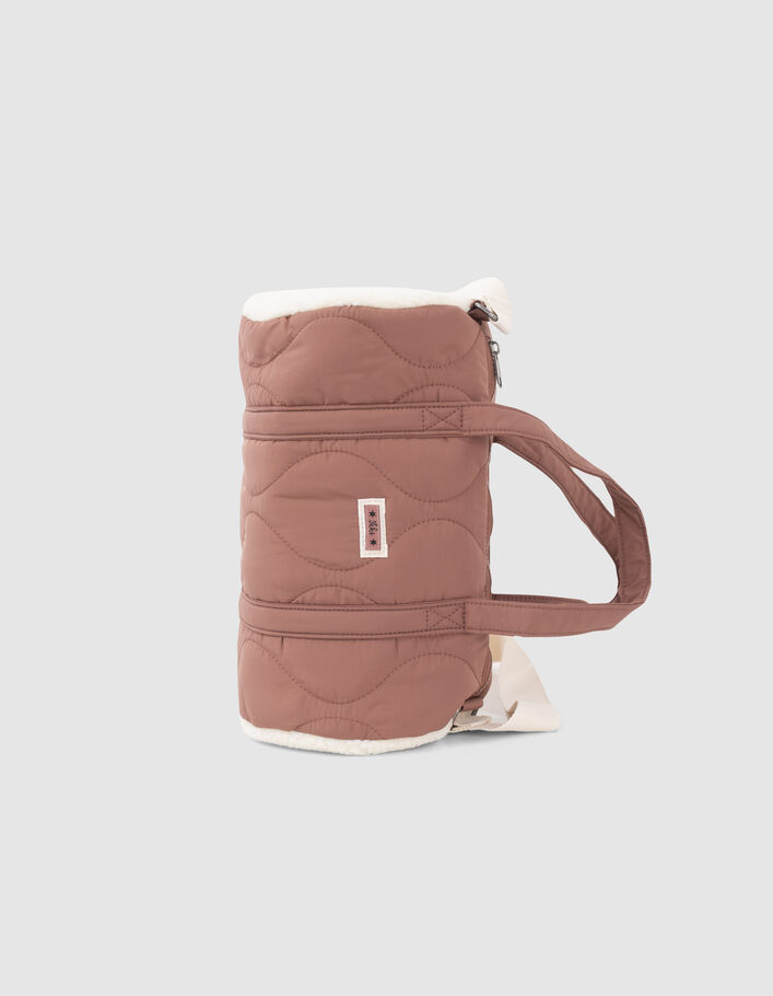 Sac bowling rose matelassé et Sherpa écru fille