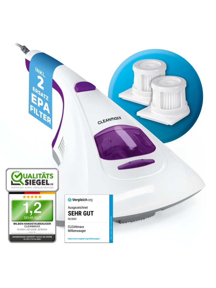 CLEANmaxx CLEANmaxx Milbensauger Vibration - entfernt 99,9 % Milben - 2 Ersatz-EPA-Filter günstig kaufen onesize