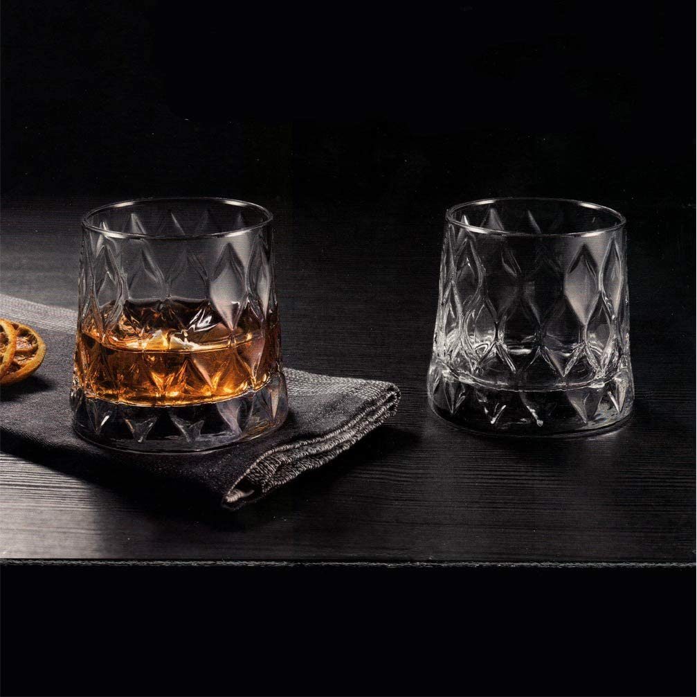 Pasabahce Whiskyglas 4er-Set Leafy Old Fashioned Special Design mit schwerem Boden, 300 ml