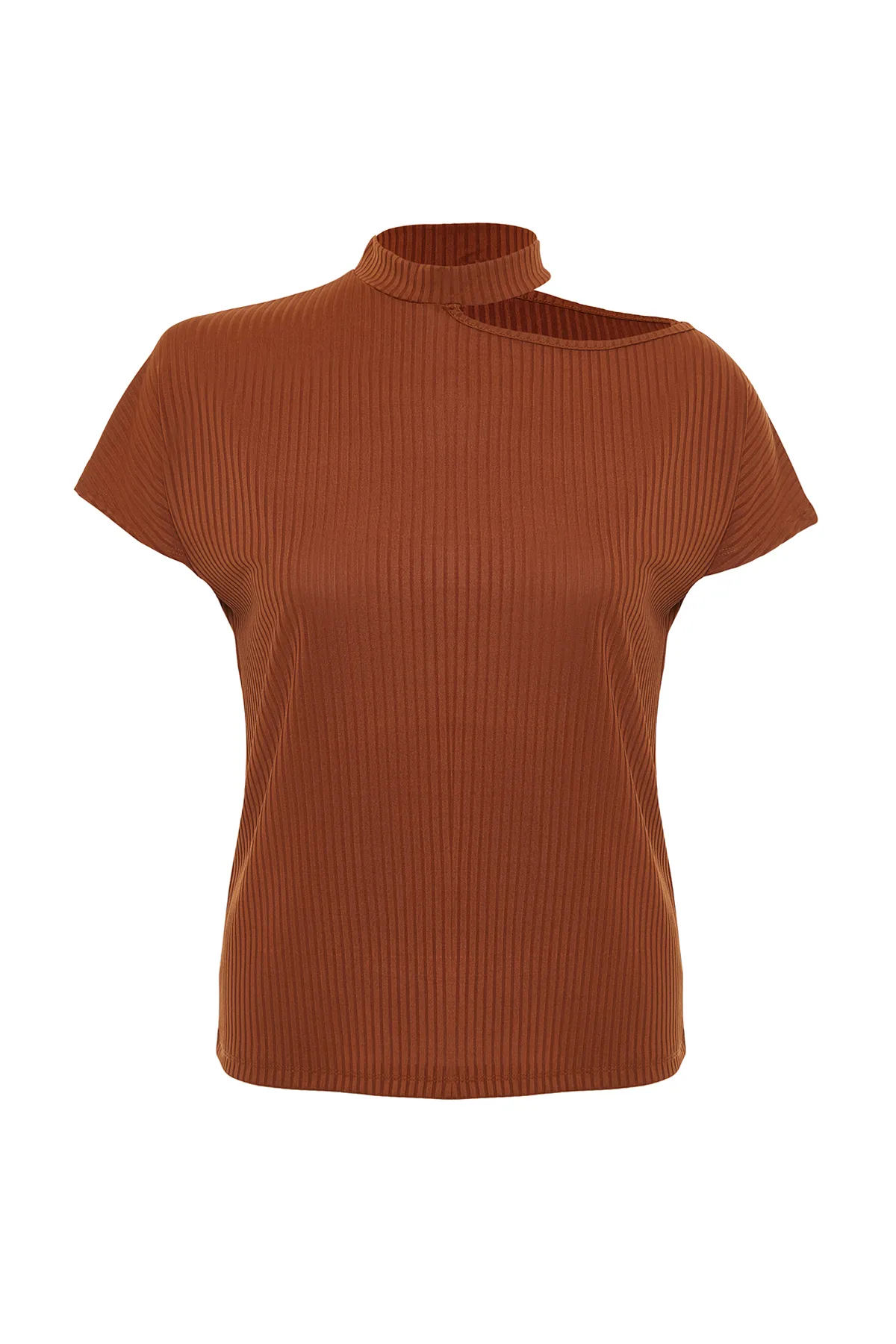 Trendyol Curve  Braune Camisole-Strickbluse in Übergröße