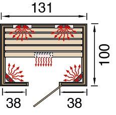 WEKA Infrarotkabine mit hochwertigen Keramikstrahlern 131x100x196 cm (BxTxH) 2.050 W