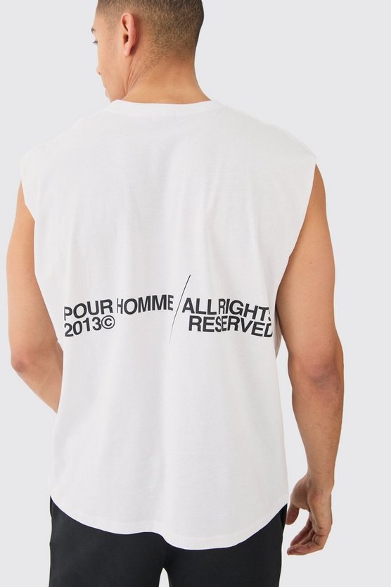 Oversize Tanktop mit Pour Homme Print