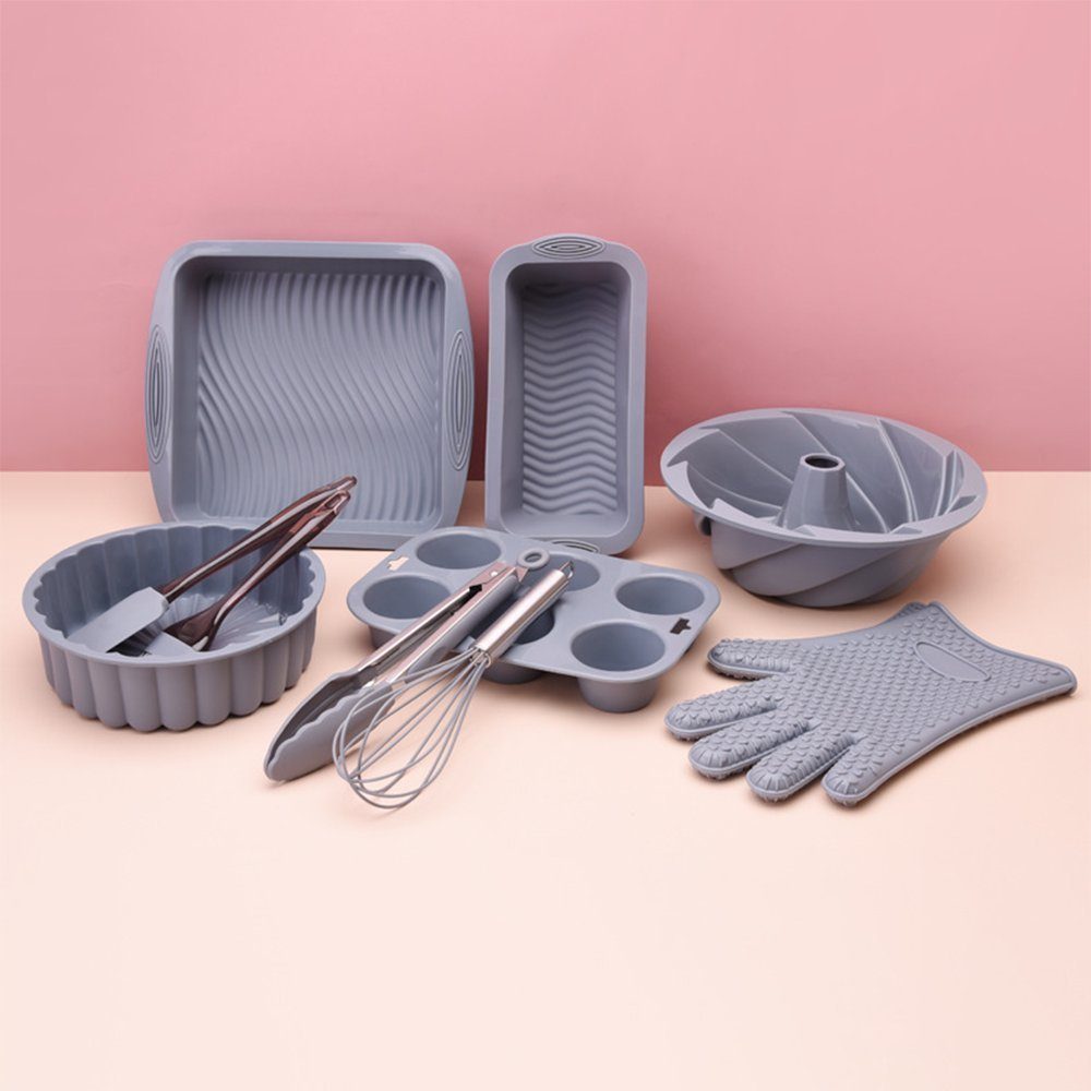 Zimtky Backblech Silikon-Kuchenform, 10-teiliges Backwerkzeug-Set für die Heimküche