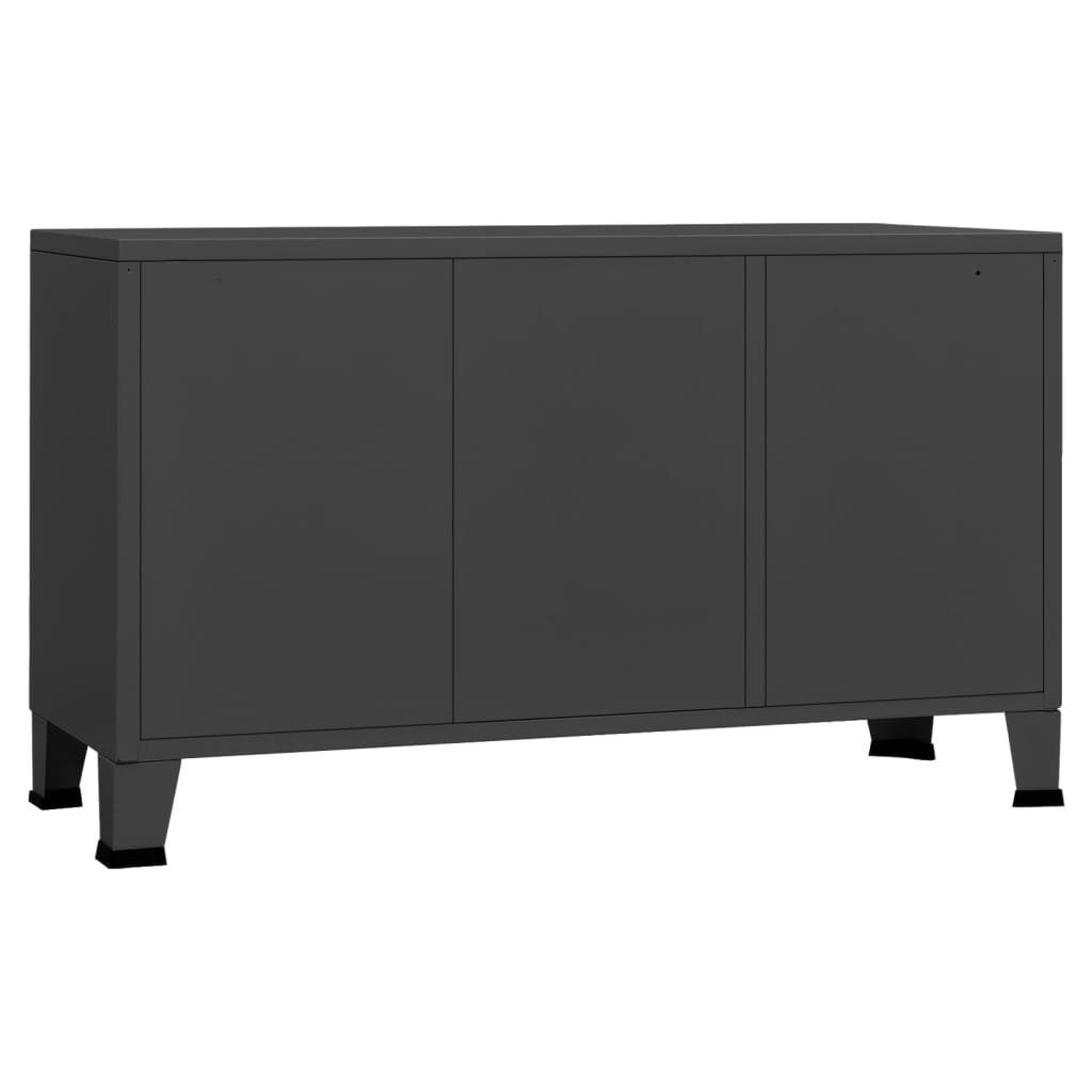 vidaXL Sideboard Industrial Sideboard Anthrazit 105x35x62 cm Metall und Glas (1 St)