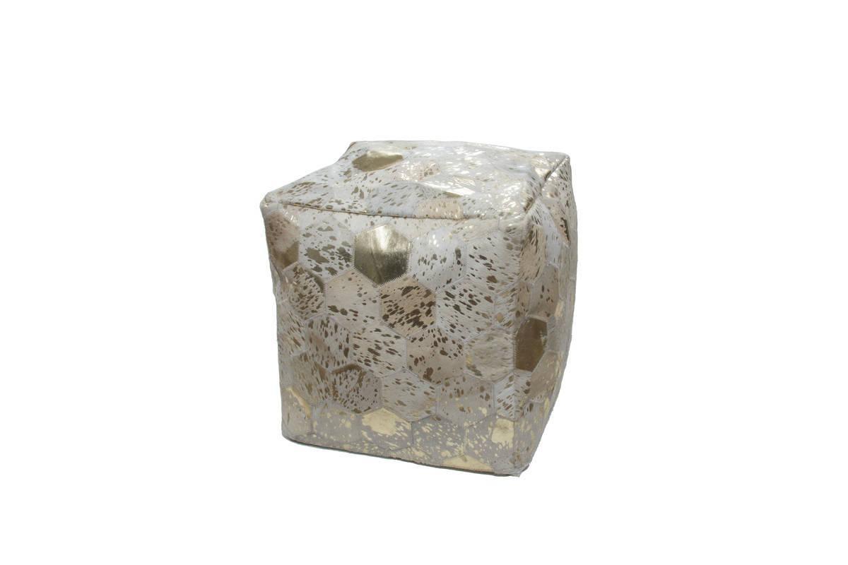 Kayoom Spark Pouf 200 Elfenbein / Gold 45cm x 45cm