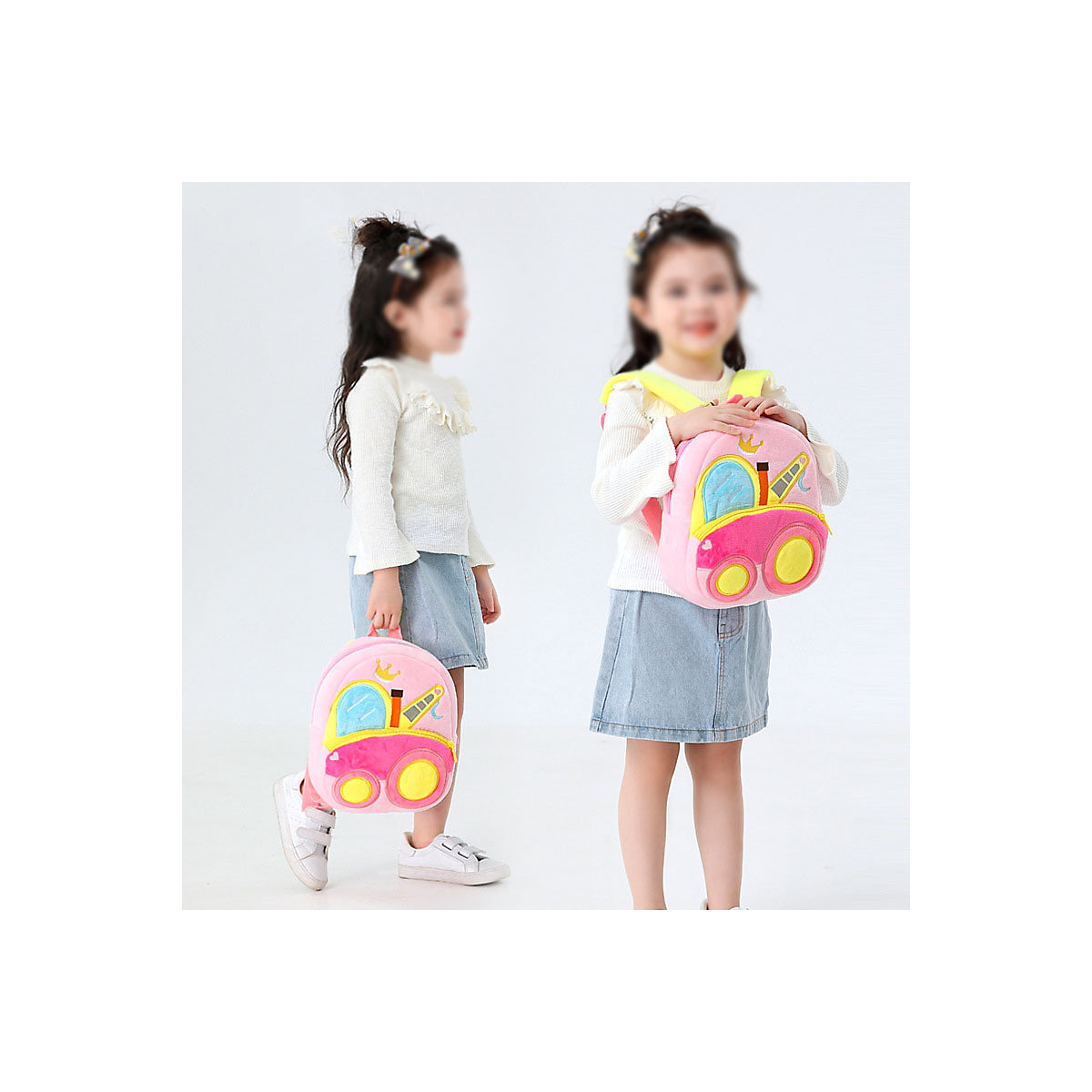 Plüschrucksack für Kinder Niedlicher Cartoon-Kinderrucksack der Engineering Vehicle-Serie