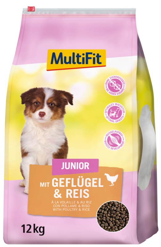 MultiFit Hundetrockenfutter MultiFit Junior mit Geflügel & Reis 12 kg