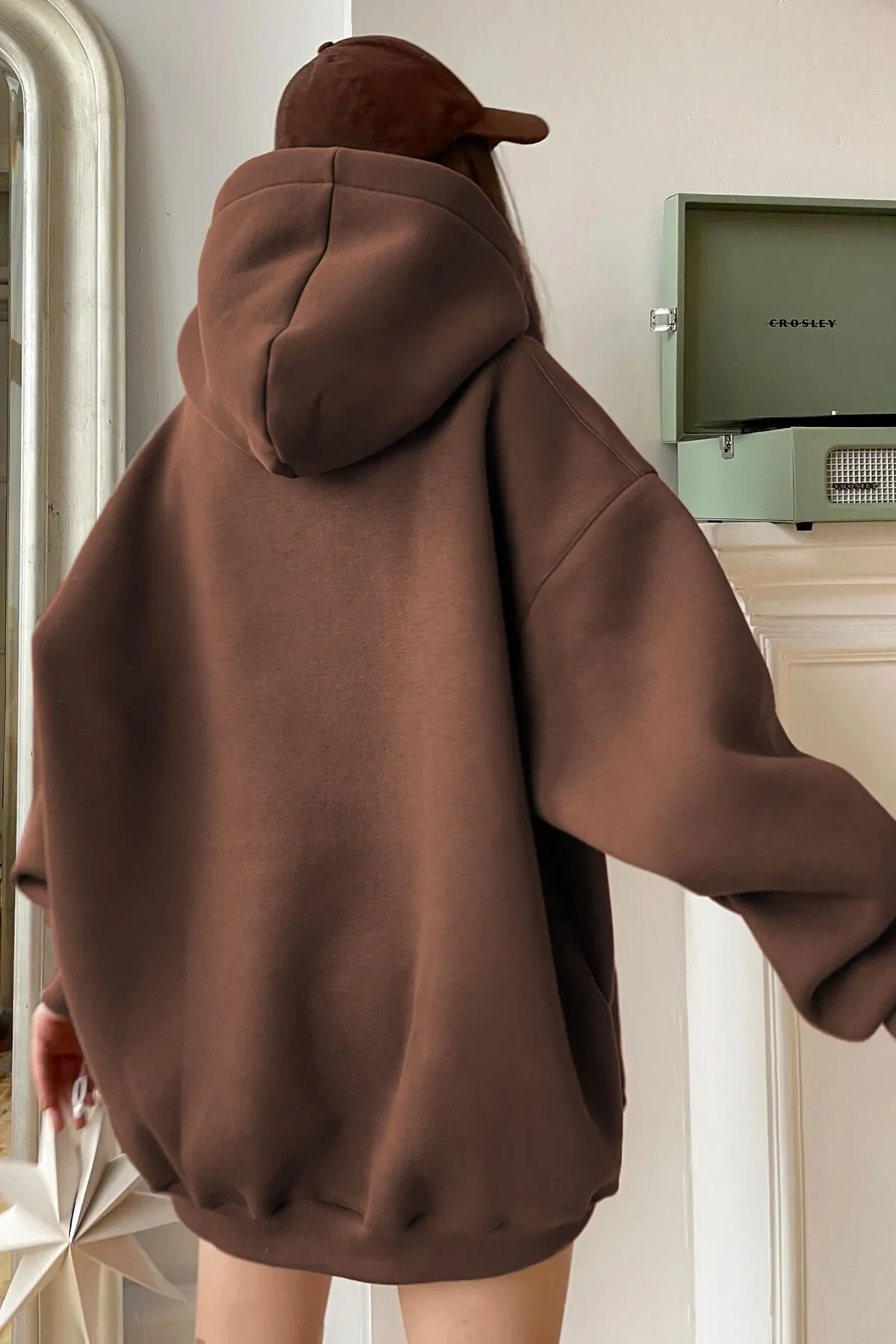 Madmext  Braunes Oversize-Sweatshirt mit Kapuze Mg1566