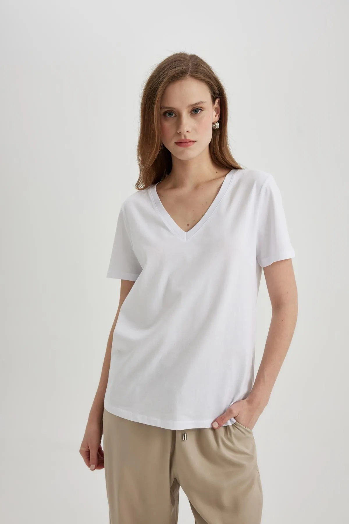 DeFacto  T-Shirt - Weiß - Regular Fit