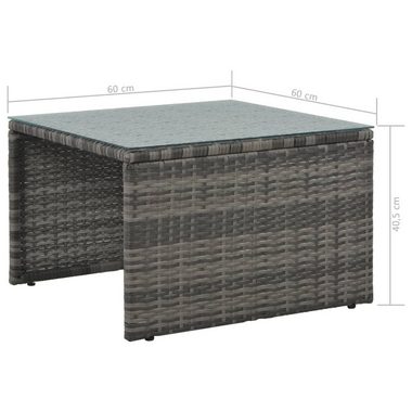 vidaXL Loungesofa 3-tlg. Garten-Lounge-Set mit Polstern Poly Rattan Grau