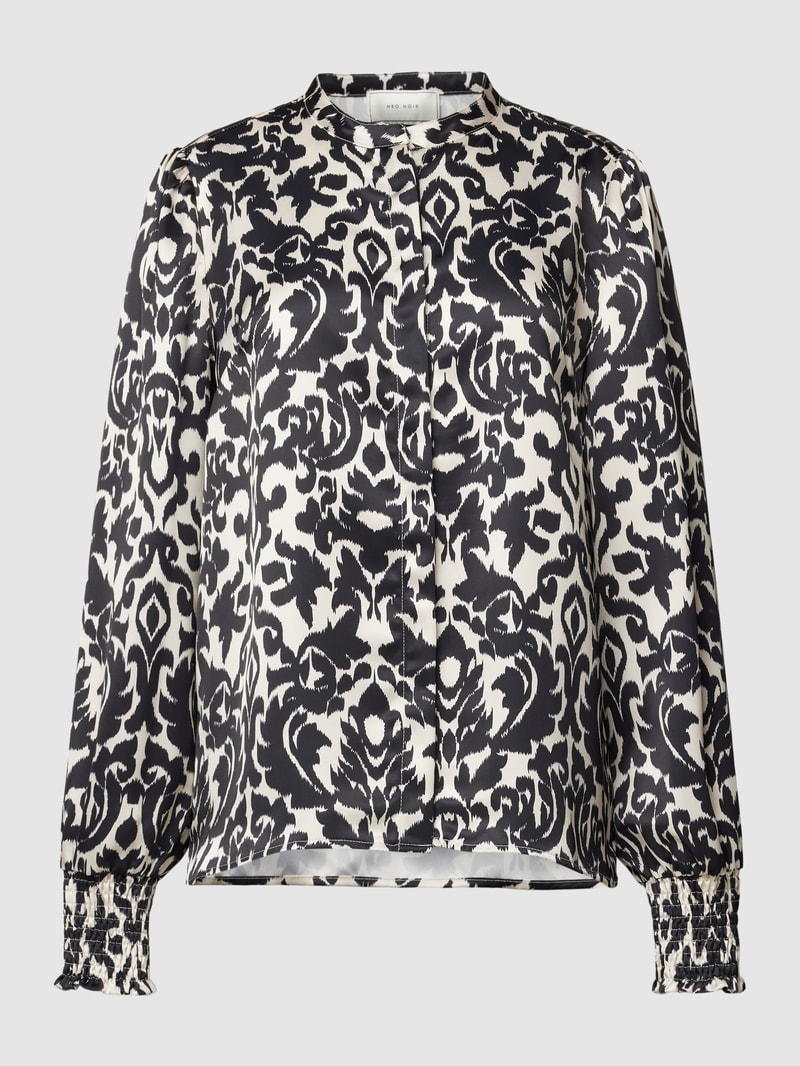 Bluse mit verdeckter Knopfleiste Modell 'Kala' in schwarz