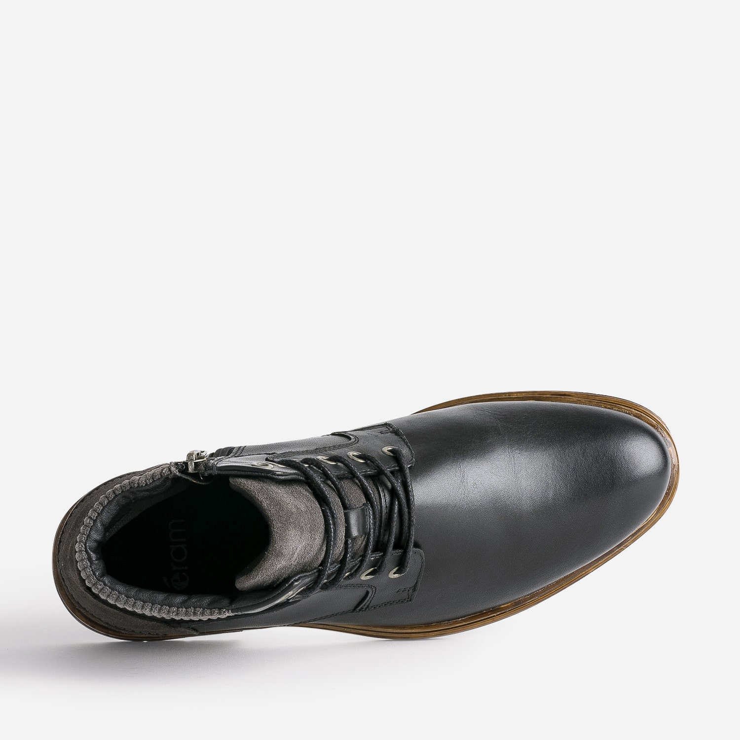 Bottine à lacet noire en cuir