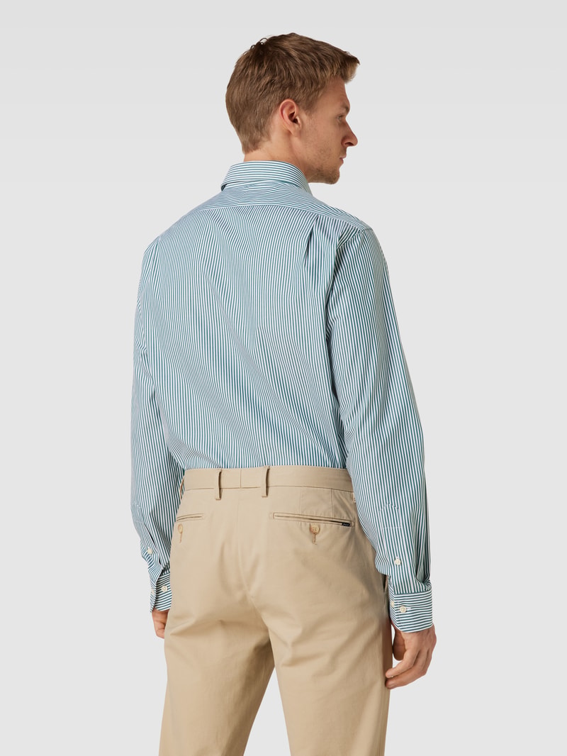Slim Fit Business-Hemd mit Streifenmuster in grün