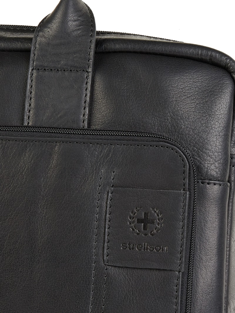 Laptoptasche aus Leder Modell 'Hyde Park' in schwarz