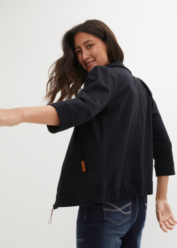 Lockere Sweatjacke, 3/4-Arm