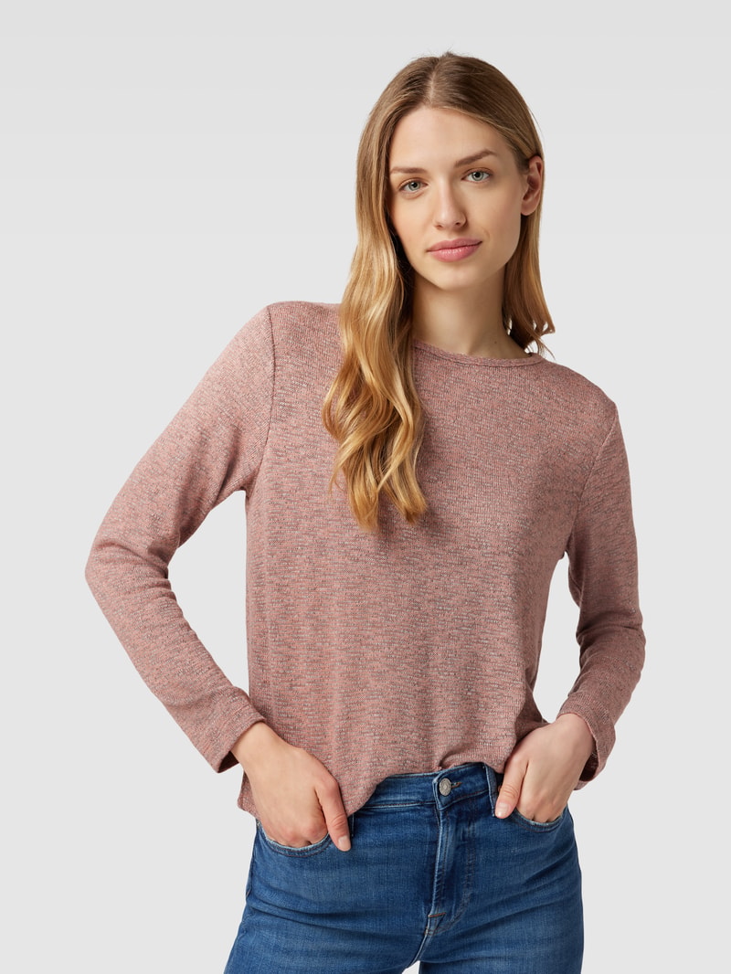 Longsleeve in melierter Optik in rosé meliert
