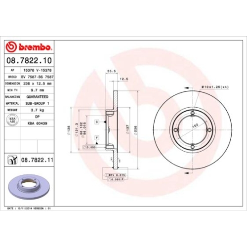 08.7822.10 BREMSSCHEIBE BREMBO VA  VP2 - ATU