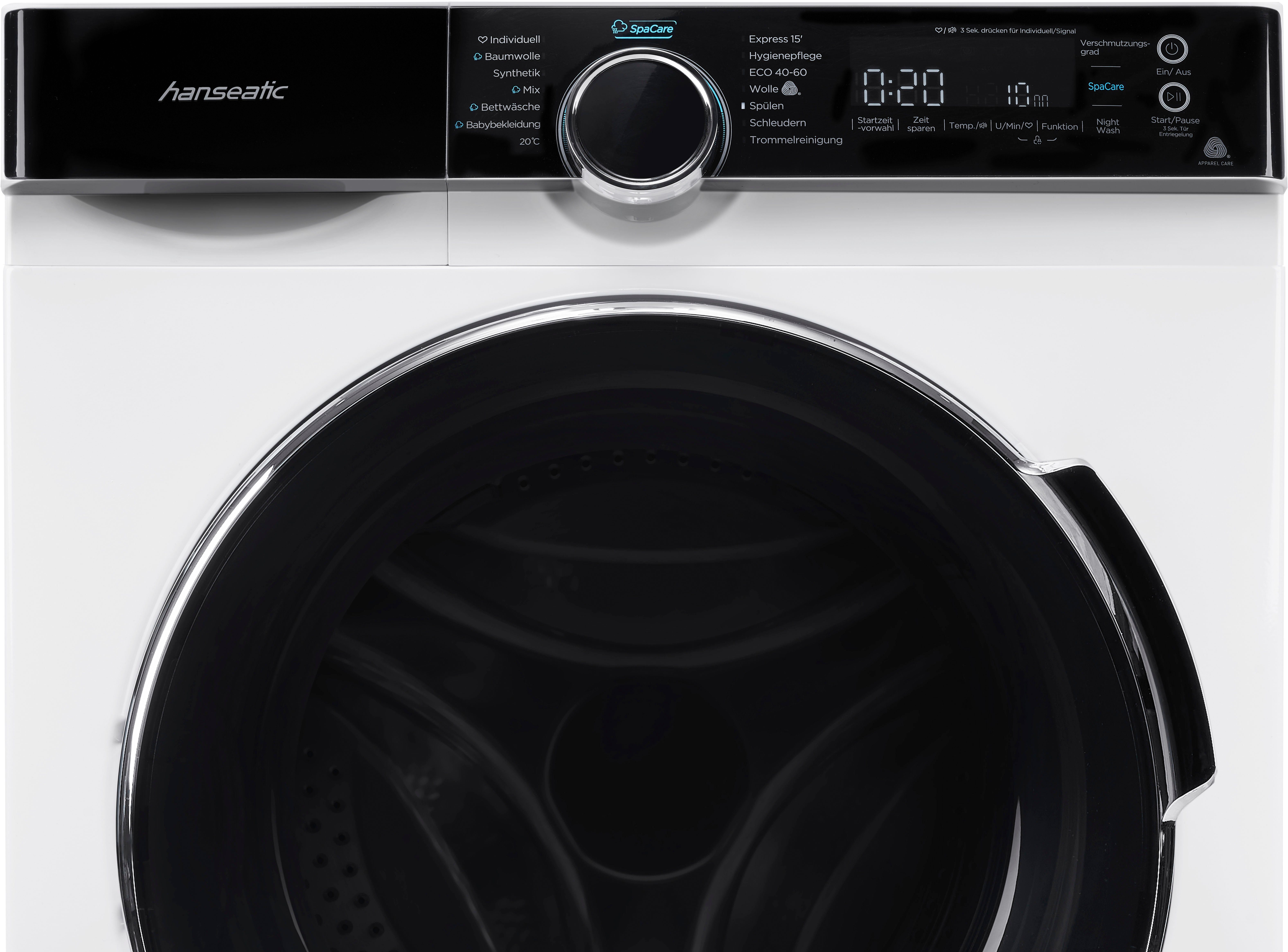 Hanseatic Waschmaschine HWMK714A, 7 kg, 1400 U/min, Mengenautomatik, Nachtwaschprogramm, Vollwasserschutz, Dampfoption