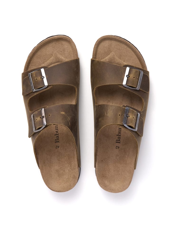 babunkers Pantoletten  in khaki günstig kaufen