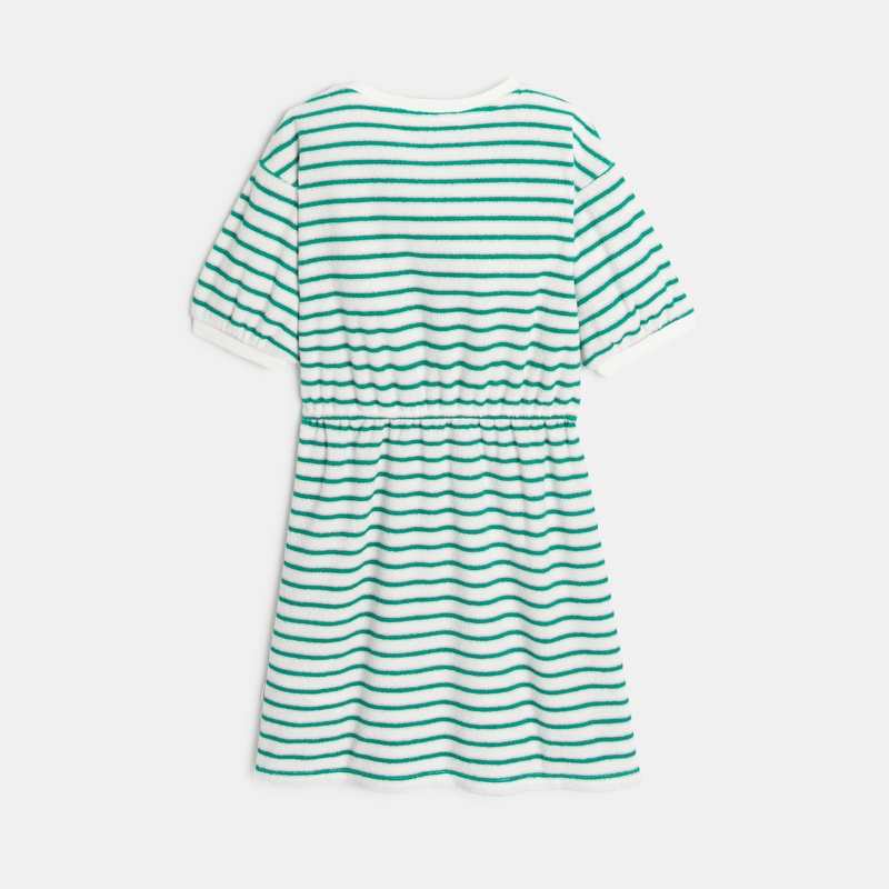 Robe fille écrue à rayures vertees Catimini