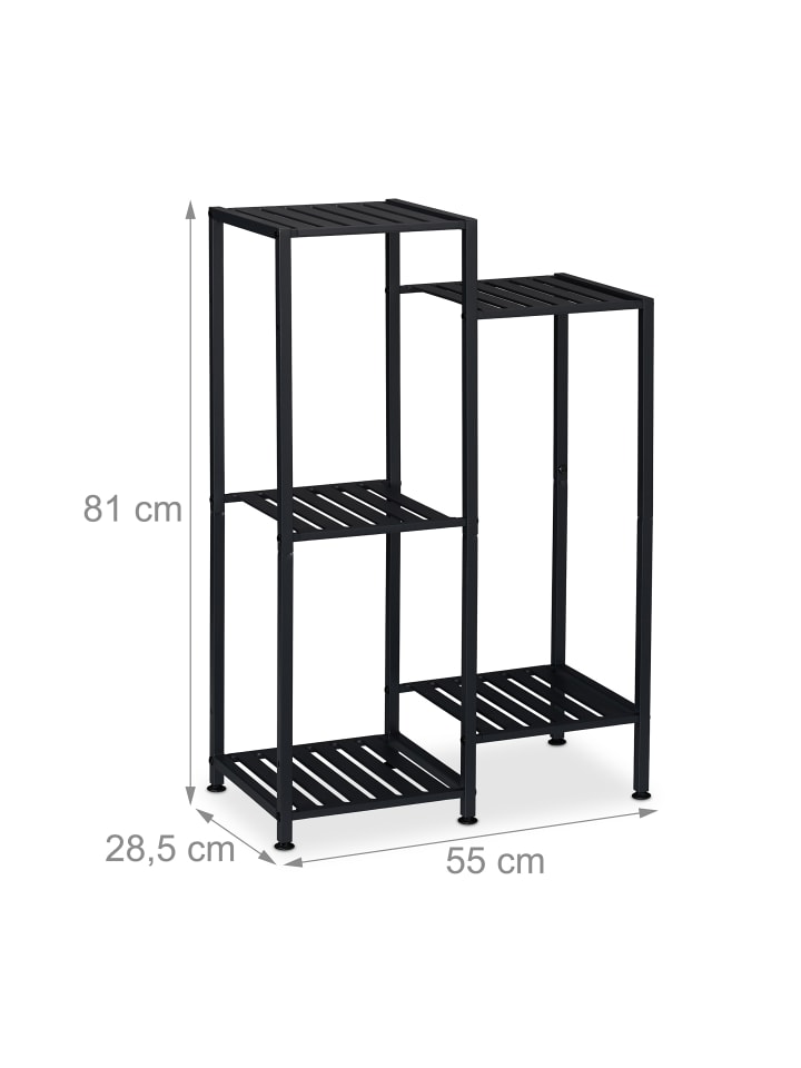 relaxdays Blumenregal in Schwarz - (B)55 x (H)81 x (T)28,5 cm günstig kaufen onesize