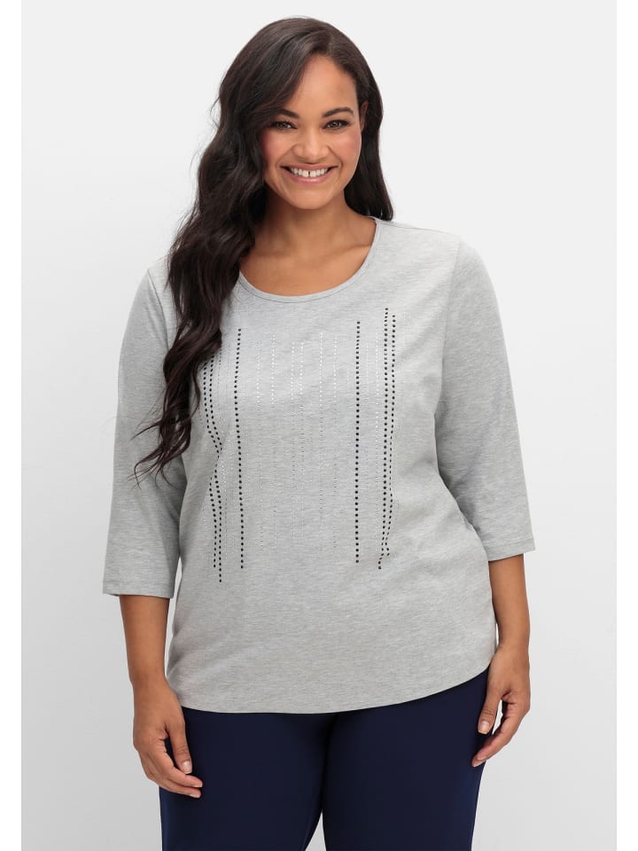 sheego 3/4-Arm-Shirt in grau günstig kaufen