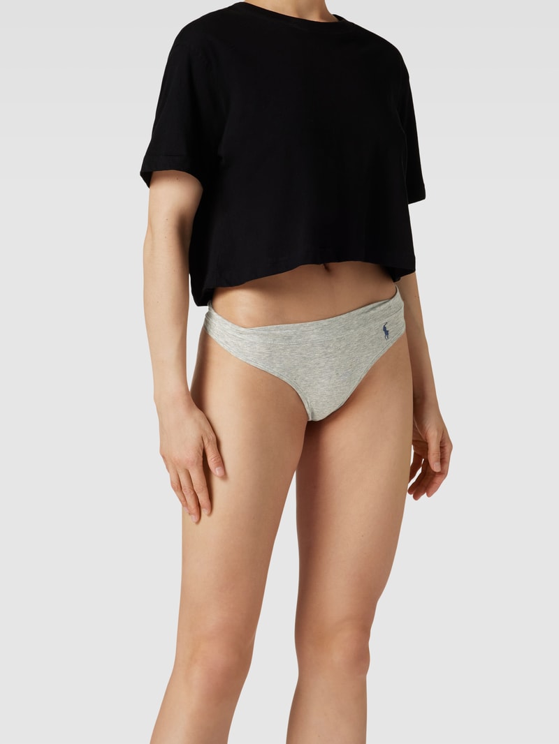 Slip mit Label-Stitching in hellgrau meliert