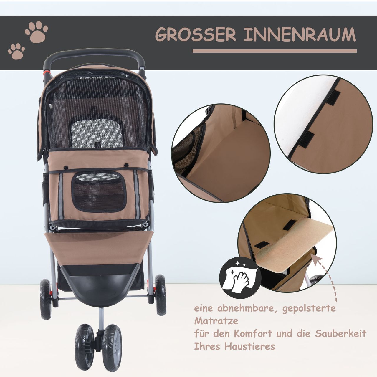 PawHut Hundewagen Hundebuggy Katzenwagen Tierbuggy Pet Stroller Hunde 4 Farben