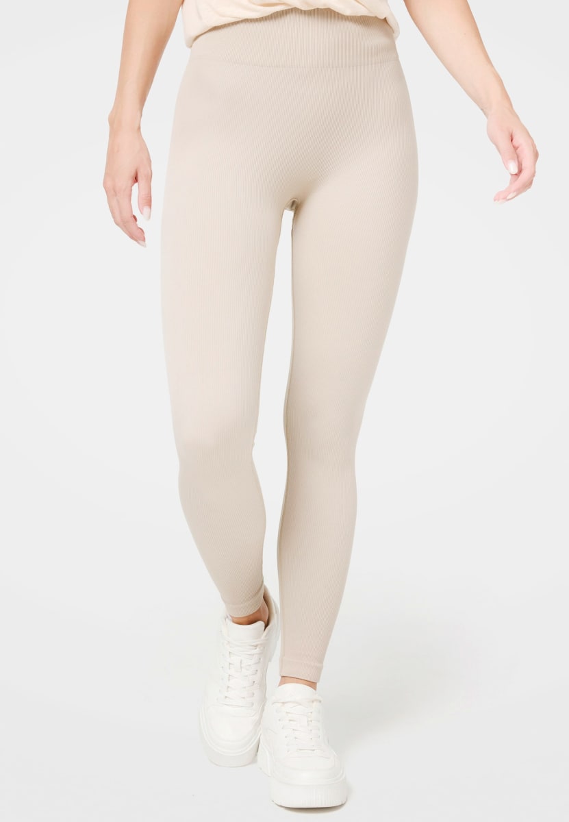 Leggings in Ripp-Optik beige, Gr. 40/42, 1 St