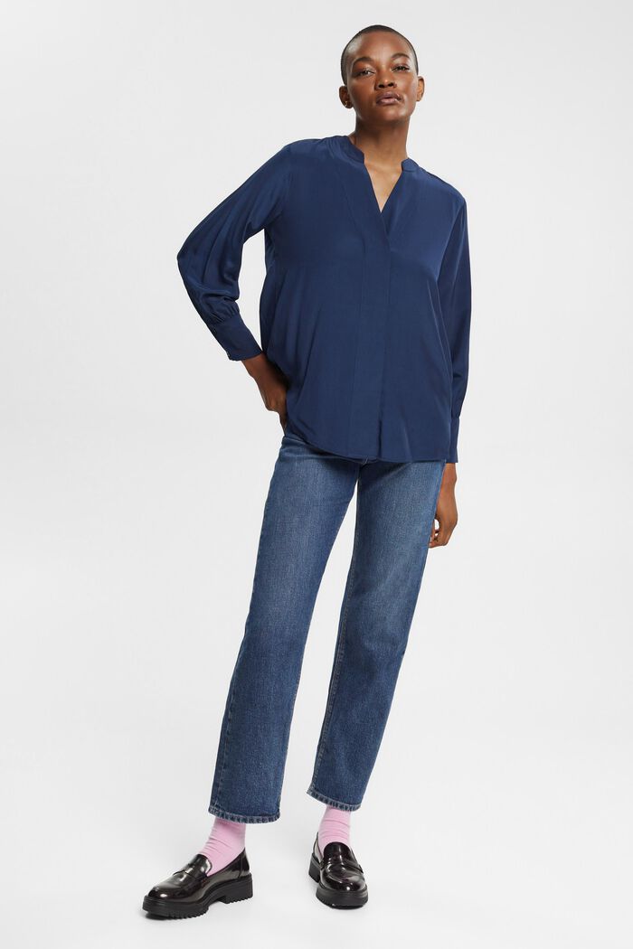 Bluse mit V-Neck, LENZING™ ECOVERO™
