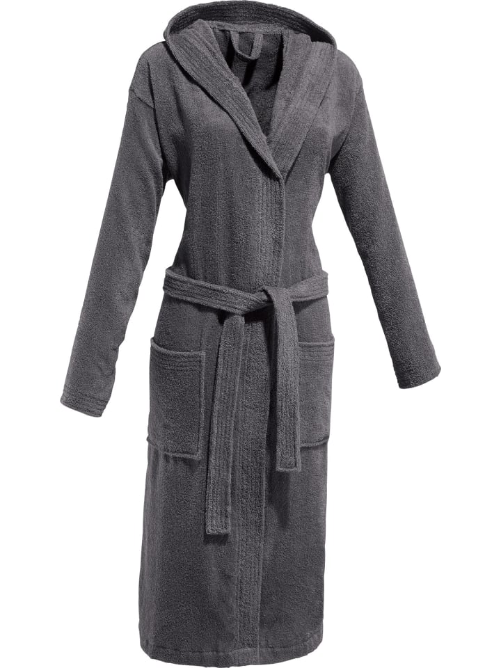 REDBEST Frottier Unisex-Bademantel mit Kapuze Chicago in anthrazit günstig kaufen