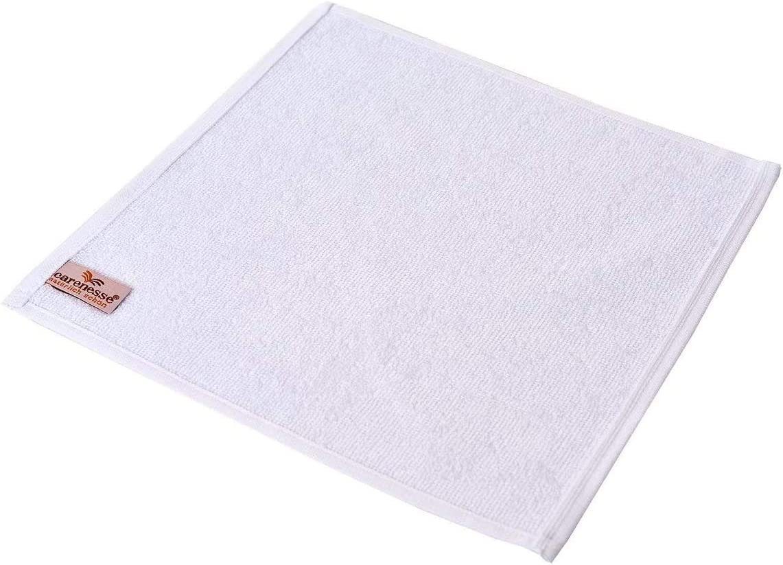 Carenesse Seiftuch 30x30 cm weiß, 6-er Pack Gesichtstuch Babytuch Gästetuch Minitowel, 100% Baumwolle fusselfrei saugstark weich Mini Handtuch Toilettentuch