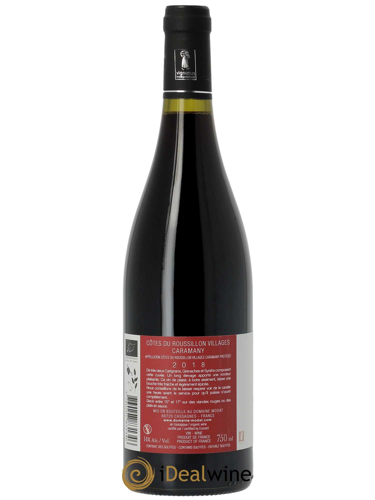 Côtes du Roussillon Villages Caramany Modat (Domaine) Comme Avant  2018 - Lot de 1 Bouteille