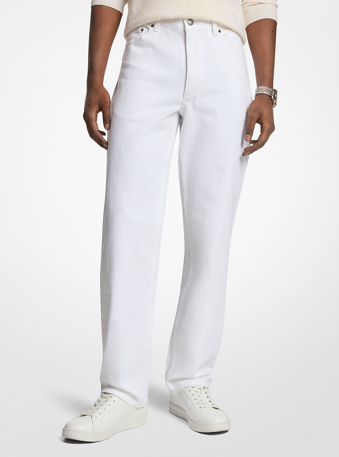Finn Straight-Leg Stretch Denim Jeans - WHITE