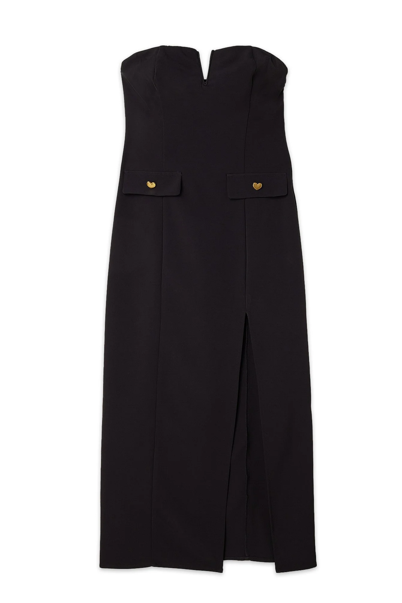 Hochgeschlitztes Midikleid mit Knopfdetail