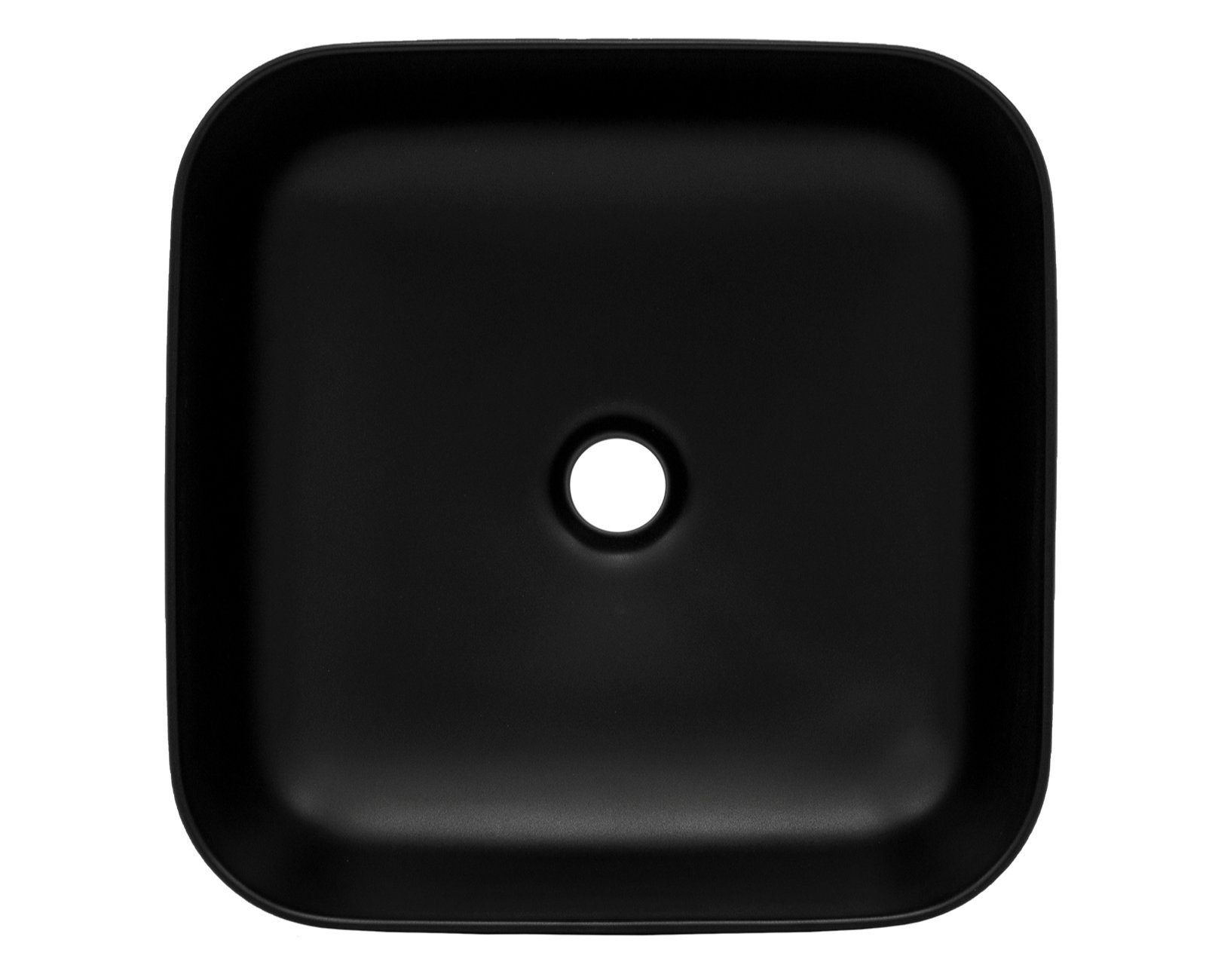 HAGO Aufsatzwaschbecken Keramik Waschbecken quadratisch abgerundet 385x385x140 schwarz matt