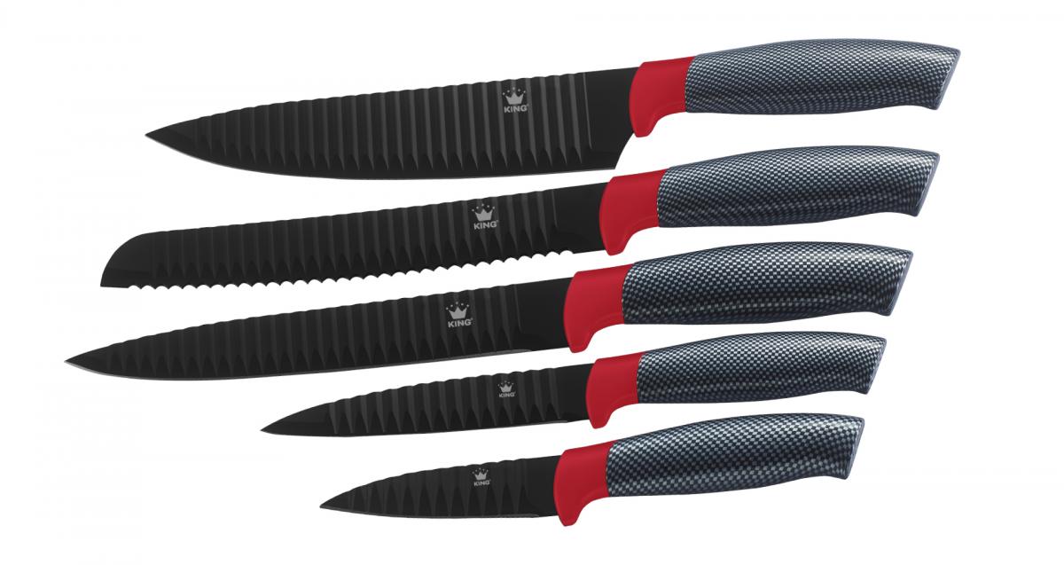 KING 10tlg. Geschenkset inkl. Edelstahlbehälter, Messer, Messerblock - Rot