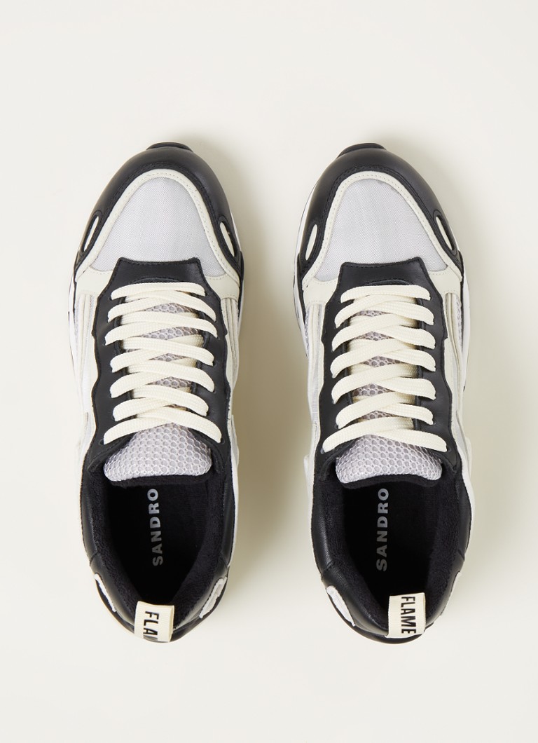 Sandro  Sneaker met leren en mesh details