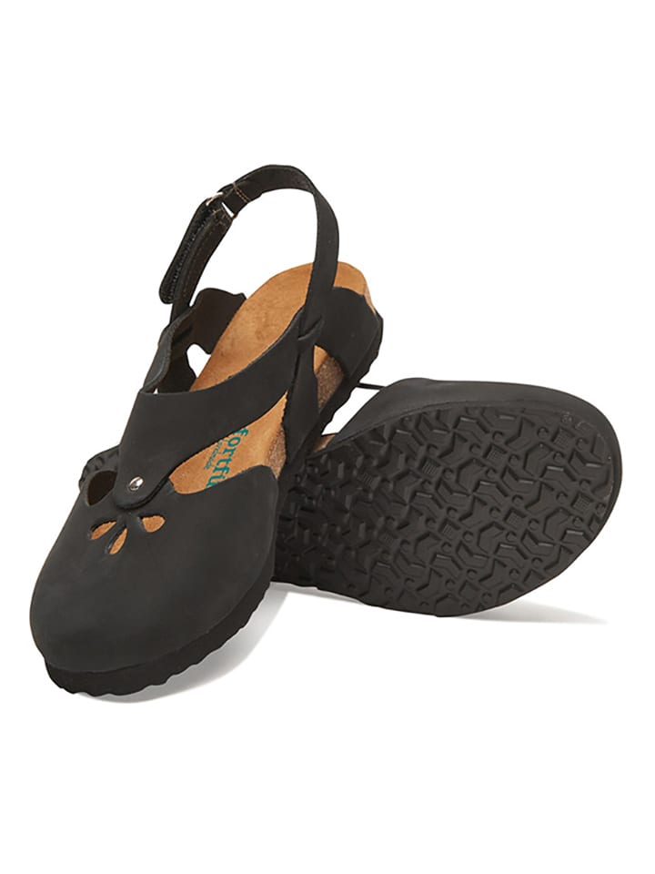 Comfortfusse Leder-Halbsandalen in Anthrazit günstig kaufen