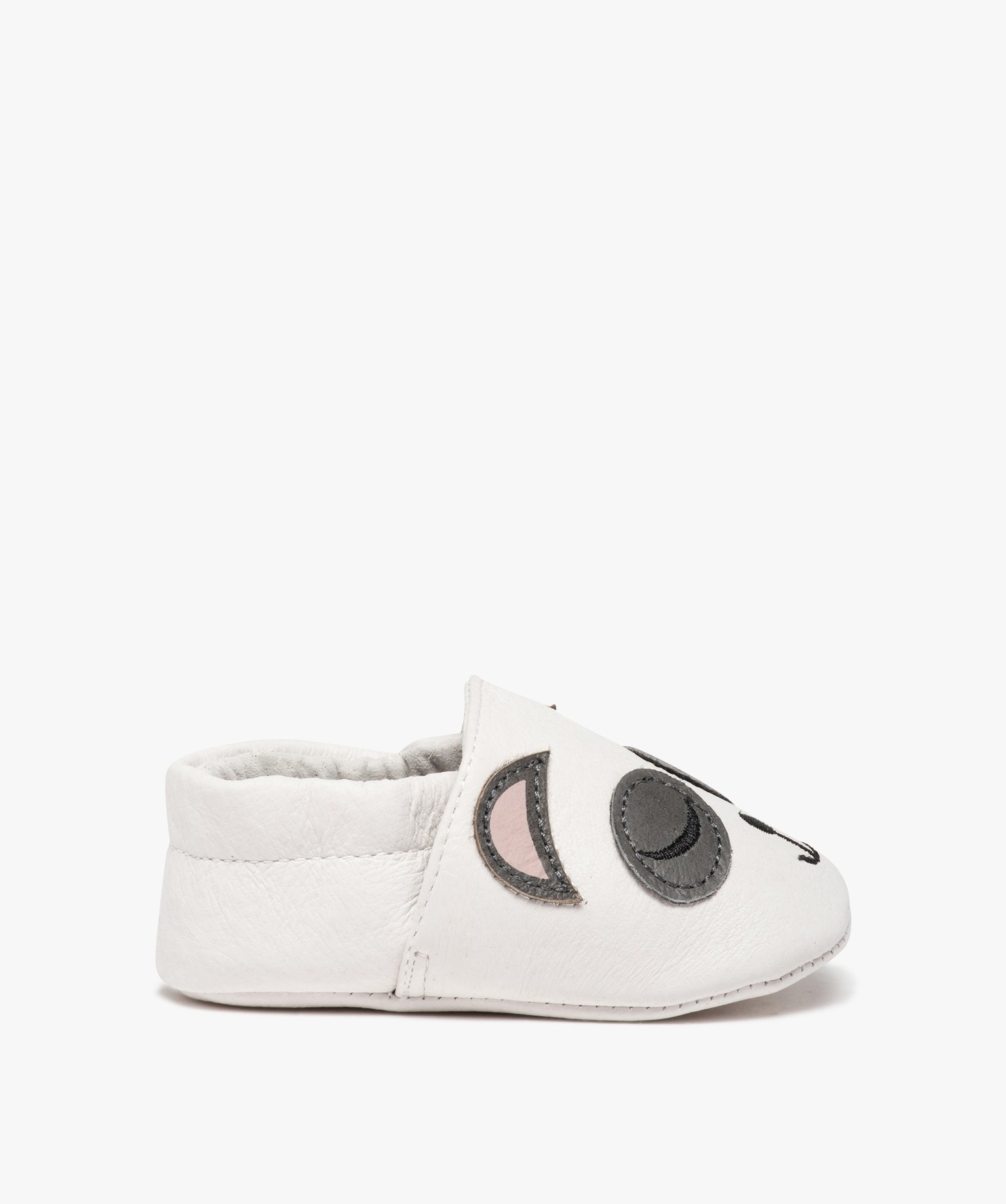 Chaussons de naissance bébé en cuir motifs animaux gris | GEMO