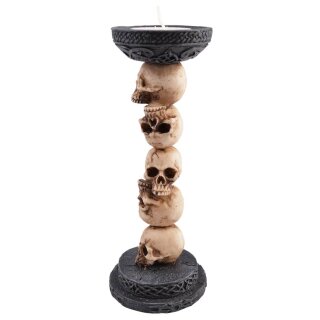 Teelichthalter Schädelsäule 5 Schädel (7x7x18cm)