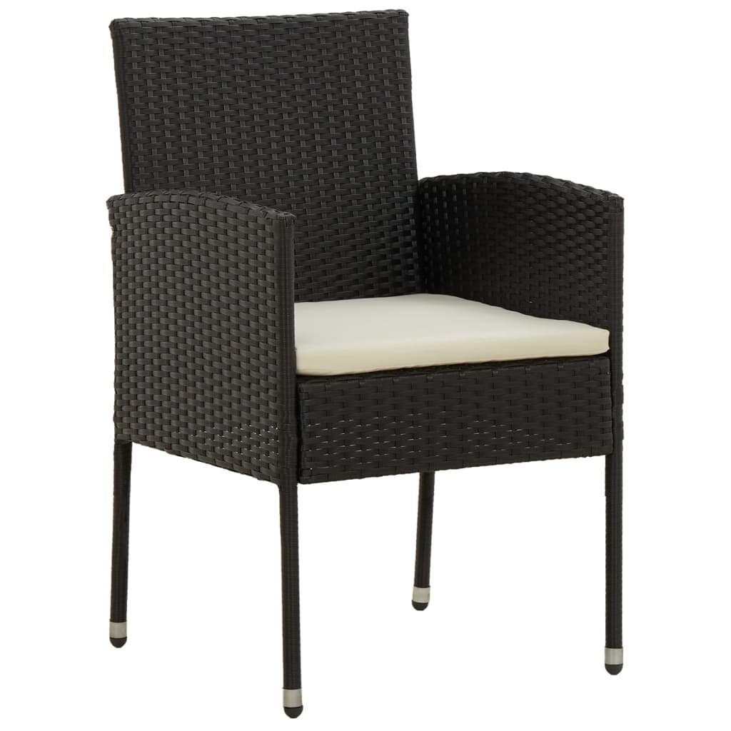 vidaXL Garten-Essgruppe 7-tlg. Garten-Essgruppe Poly Rattan Schwarz, (7-tlg)